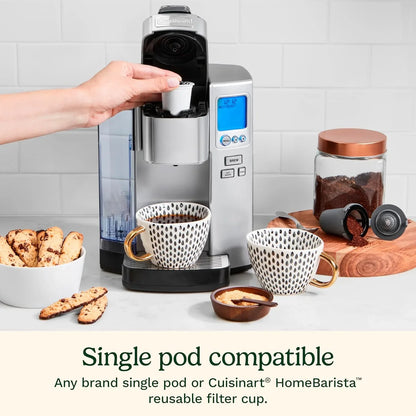 Cuisinart Coffee Maker, Single Serve 72-Ounce Reservoir Pod Coffee Machine, Programmable Brewing & Hot Water Dispenser, 5 Cup-Size Settings, Stainless Steel, SS-10P1, Silver