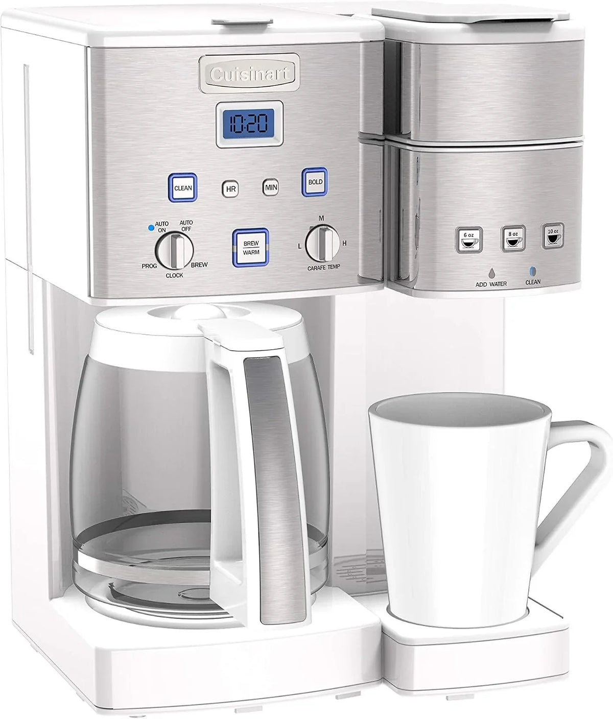 Cuisinart SS-15W Maker Coffee Center 12-Cup Coffeemaker and Single-Serve Brewer, White Stainless Steel
