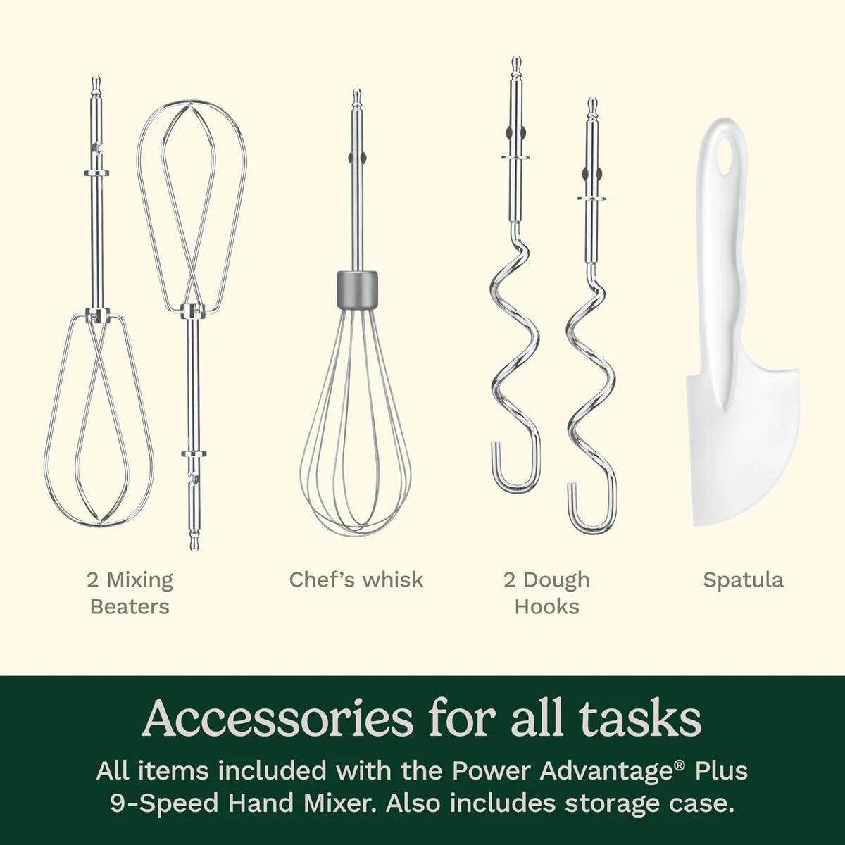 Cuisinart Electric Hand Mixer, 9 Speeds, Extra Long Beaters, 220W