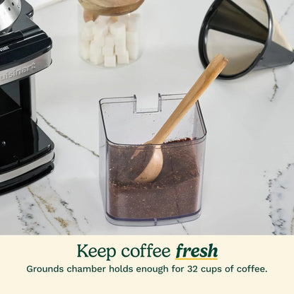 Cuisinart Coffee Grinder, Electric One-Touch Automatic Burr Coffee Grinder with 18-Position Grind Selector, Cup Size Selector for 4 – 18 Cups, White Stainless Steel