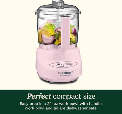 Cuisinart Mini-Prep Plus Food Processor, 3-cup Mini Food Processor to Chop Herbs, Vegetables, and Hard Cheese, 3-cup Work Bowl, Reversible Stainless Steel Blade, DLC-2APK, Pink