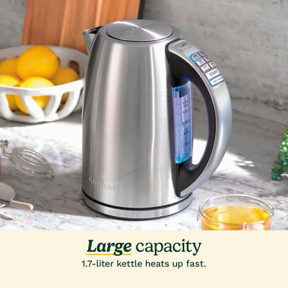 Cuisinart PerfecTemp 1.7-Liter Electric Kettle, Cordless Electric Tea Kettle, 1500W for Fast Heat-Up, 6 Preset Temperatures, 30-Minute Keep Warm, Stay Cool Nonslip Handle, Red Stainless