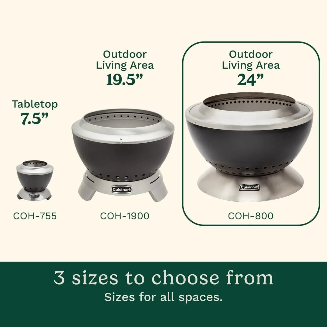 Cuisinart Outdoor Fire Pit, Cleanburn Smokeless System, Wood Burning, 24"