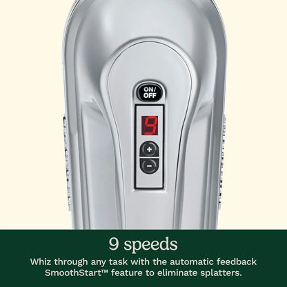 Cuisinart Power Advantage Plus 9-Speed Hand Mixer, 220W-Motor Hand Blender Electric Mixer with 9 Speed Settings, XL Dishwasher-Safe Beaters, 3 Low Mixing Speeds, Storage Case, Cream
