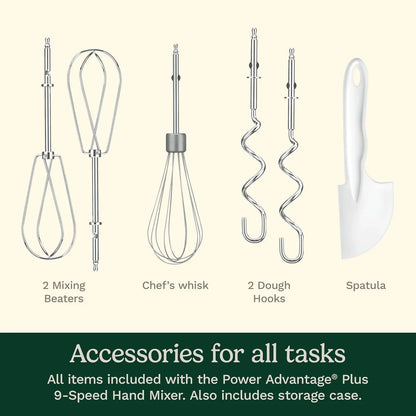 Cuisinart Power Advantage Plus 9-Speed Hand Mixer, 220W-Motor Hand Blender Electric Mixer with 9 Speed Settings, XL Dishwasher-Safe Beaters, 3 Low Mixing Speeds, Storage Case, Cool Grey