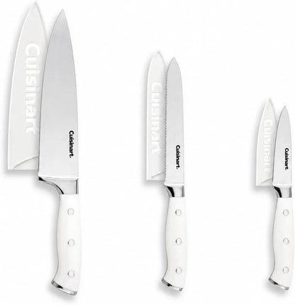 Cuisinart 3-Piece Forged High-Carbon Stainless Steel Knife Set with Blade Sheaths, Full-Tang Triple-Rivet Construction
