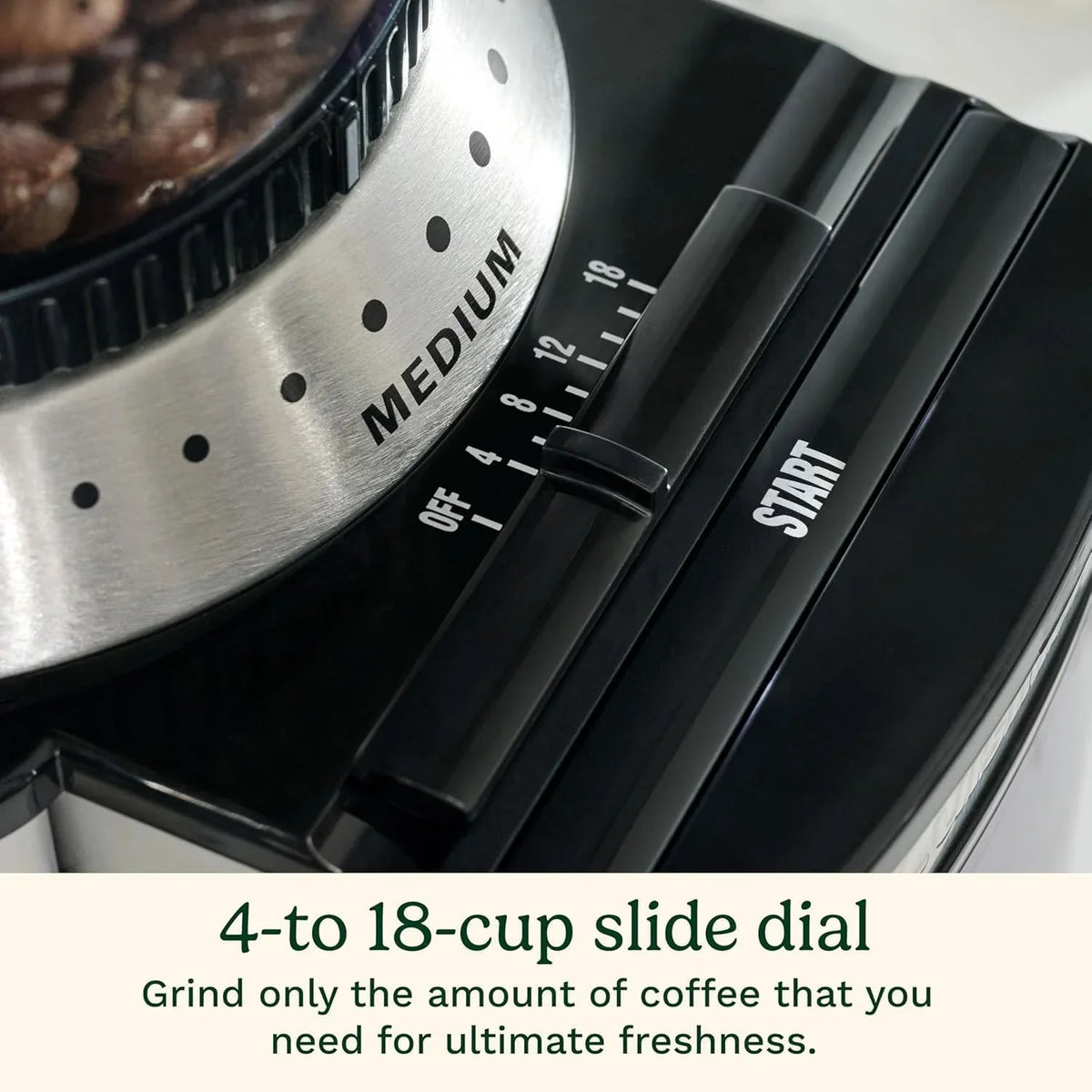 Cuisinart Coffee Grinder, Electric One-Touch Automatic Burr Coffee Grinder with 18-Position Grind Selector, Cup Size Selector for 4 – 18 Cups, White Stainless Steel